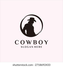 Cowboy silhouette logo design element vector template