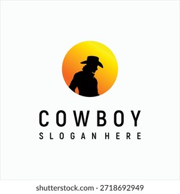 Cowboy silhouette logo design element vector template