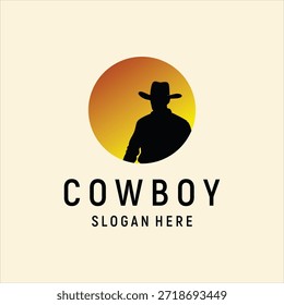 Cowboy silhouette logo design element vector template