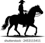 Cowboy silhouette on top of a beautiful horse