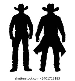 Cowboy Silhouette on White Background