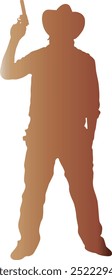 Cowboy Silhouette on White Background. Vector Graphic Illustration in Colorful Design