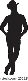 Cowboy Silhouette on White Background. Flat Vector Graphic