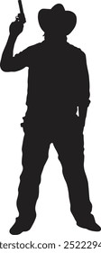 Cowboy Silhouette on White Background. Flat Vector Graphic