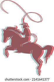 Cowboy Silhouette Riding Horse Illustration