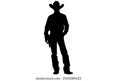 Cowboy Silhouette in various Poses, Western Cowboy Silhouette High Resolution Stock Vector Design.