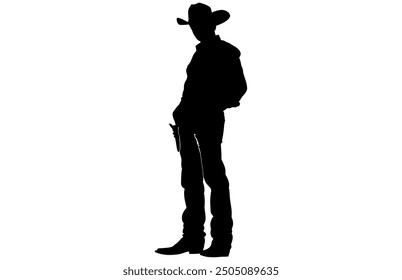 Cowboy Silhouette in various Poses, Western Cowboy Silhouette High Resolution Stock Vector Design.