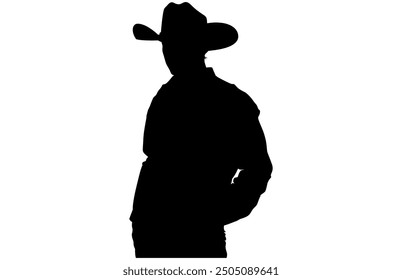 Cowboy Silhouette in various Poses, Western Cowboy Silhouette High Resolution Stock Vector Design.