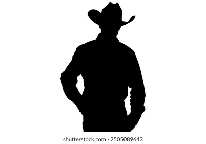 Cowboy Silhouette in various Poses, Western Cowboy Silhouette High Resolution Stock Vector Design.