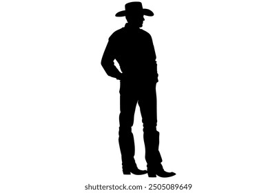 Cowboy Silhouette in various Poses, Western Cowboy Silhouette High Resolution Stock Vector Design.