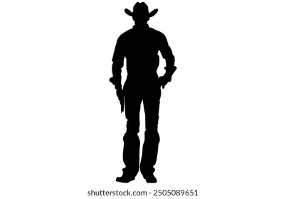 Cowboy Silhouette in various Poses, Western Cowboy Silhouette High Resolution Stock Vector Design.