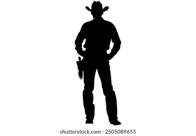 Cowboy Silhouette in various Poses, Western Cowboy Silhouette High Resolution Stock Vector Design.