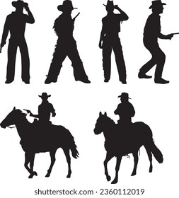 Cowboy-Silhouette-Vektorgrafik-Paket
