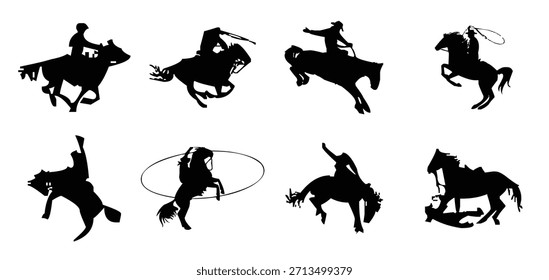 cowboy silhouettes vector template illustration
