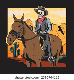 cowboy skeleton vector form version