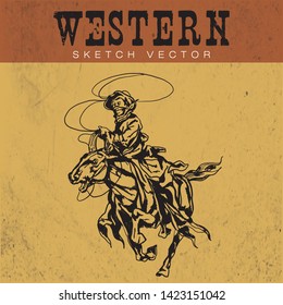 Cowboy Sketch Vector. Western theme