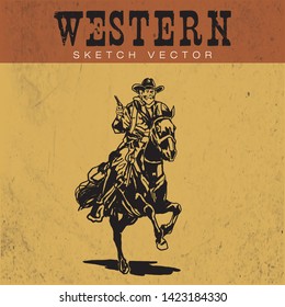 Cowboy Sketch Vector. Western theme