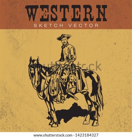 Cowboy Sketch Vector. Western theme