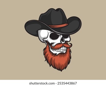 cowboy skull cartoon vector illustration