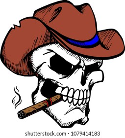 Cowboy Skull with cigar