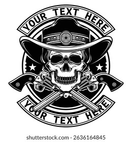 cowboy skull gun logo, vector EPS 10