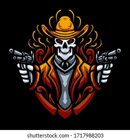 Cowboy Skull Head Illustration vector