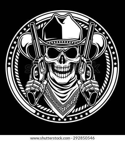 Cowboy Skull Hold Guns