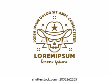 Cowboy skull line art with lorem ipsum text design