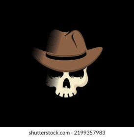 Cowboy skull logo design vector illustration