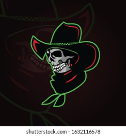 cowboy skull mascot logo vector