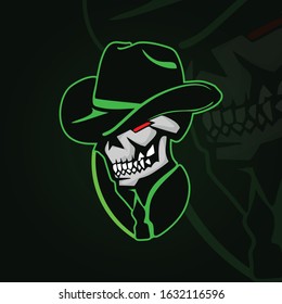 cowboy skull mascot logo vector