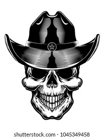 Cowboy Skull Monochrome Vector Illustration Stock Vector (Royalty Free ...