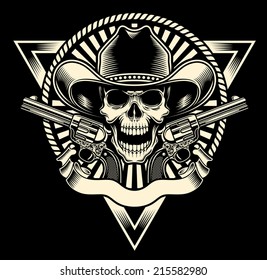 Cowboy Skull With Revolver