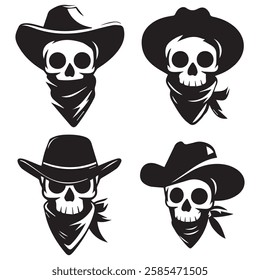 Cowboy Skull Silhouette for Western and Gothic Themes