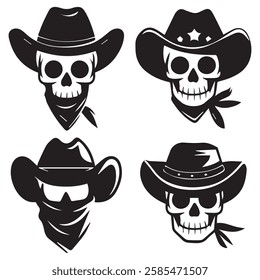 Cowboy Skull Silhouette for Western and Gothic Themes