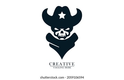 cowboy skull wearing hat and apron suitable for creative elements