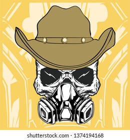 cowboy skull wearing respiration vector