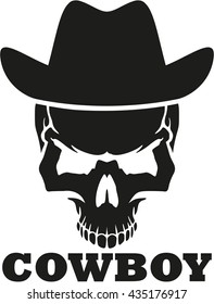 Cowboy skull with western hat
