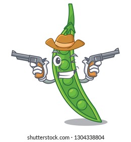 Cowboy snow pea above mascot wood table