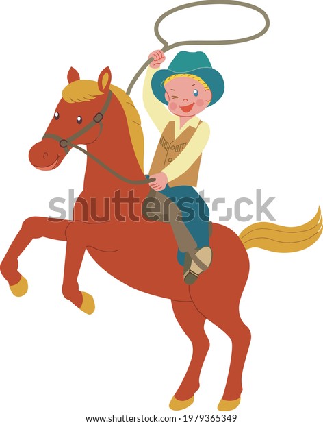 Cowboy Spinning Rope On Horse Stock Vector (Royalty Free) 1979365349 ...