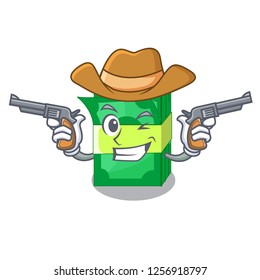 Cowboy stack money shape cartoon on table