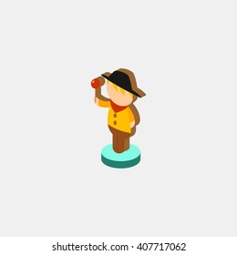 cowboy Statue amusements park isometric design. abstract isolated vector illustration.