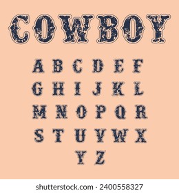 Cowboy Style Grunge  Alphabet Design