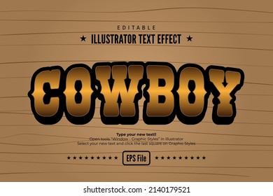 cowboy style illustrator text effect vector design element