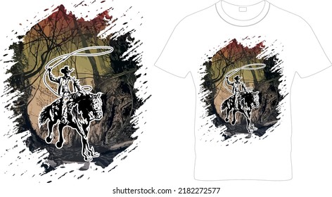 A Cowboy is sucking a horse inside the book forest, Horse t shirt and mug design vector illustration. Life is Better With A Horse – Horse T-shirt Design – Printable Sublimation Design.