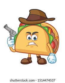 cowboy Taco Mexican cartoon mascot character vector