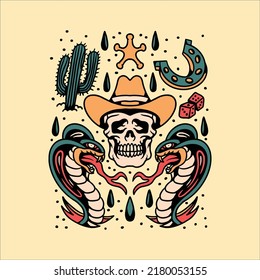 Cowboy-Tattoo-Flash-Vektordesign