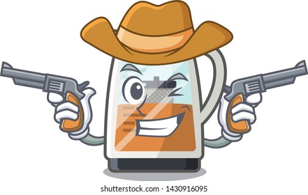 Cowboy tea maker isolated with the mascot