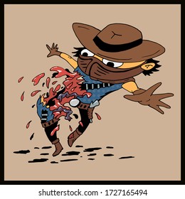 Cowboy weint in zwei. Vector-Zeichen