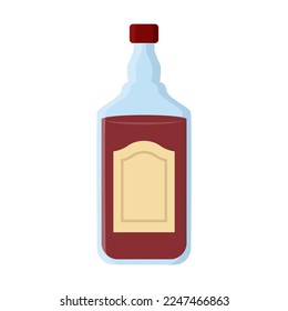 Cowboy or Texas element vector illustration. Cartoon drawing of hard liquor bottle isolated on white background. USA, Wild west or western concept